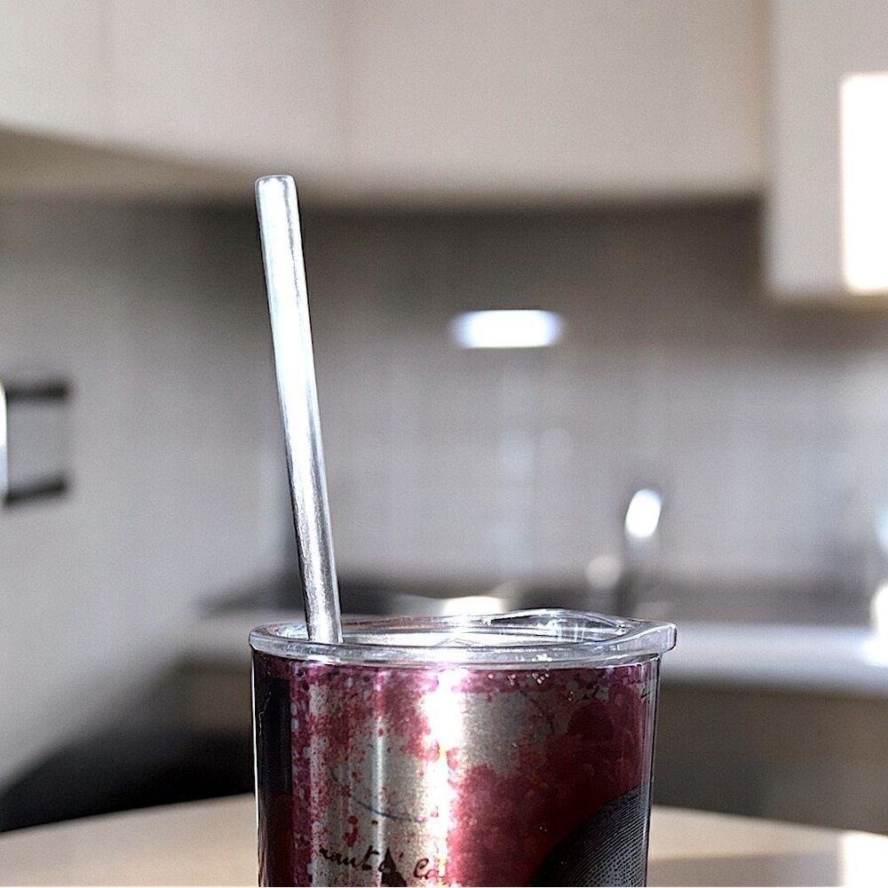 Stainless Steel Metal Straws - 4 Curved - 4 Straight l Home, Kitchen, Bar l New